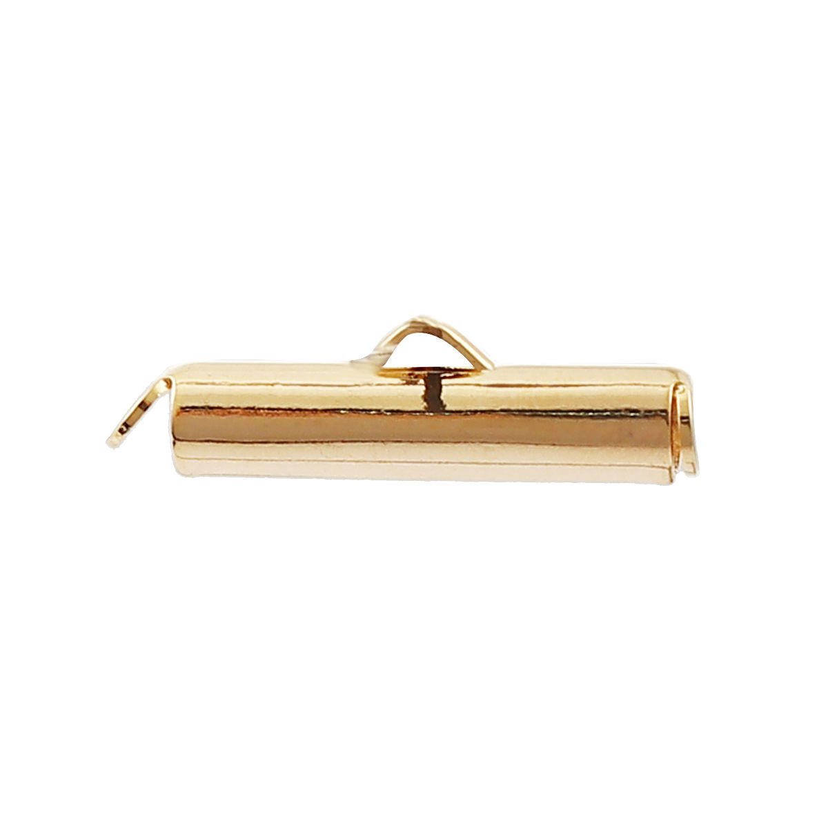 Picture of Brass Cord End Caps Cylinder 18K Real Gold Plated (Fits 3mm Cord) 20mm( 6/8") x 6mm( 2/8"), 5 PCs