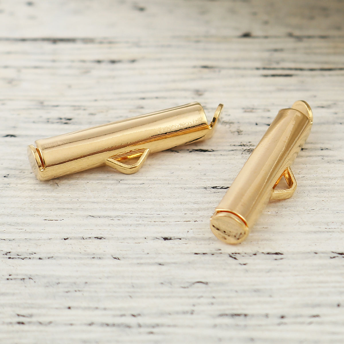 Picture of Brass Cord End Caps Cylinder 18K Real Gold Plated (Fits 3mm Cord) 20mm( 6/8") x 6mm( 2/8"), 5 PCs