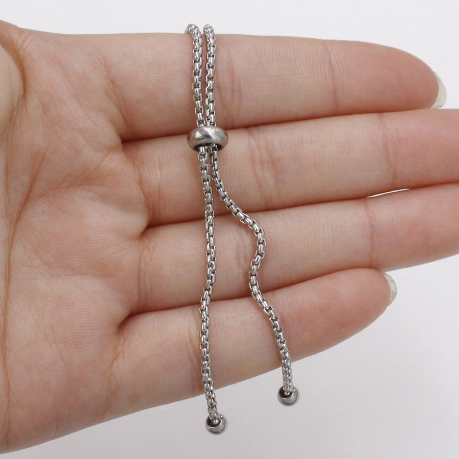 Picture of 304 Stainless Steel Slider/Slide Extender Chain For Jewelry Necklace Bracelet Silver Tone Round Adjustable 11cm(4 3/8") long, 1 Piece”