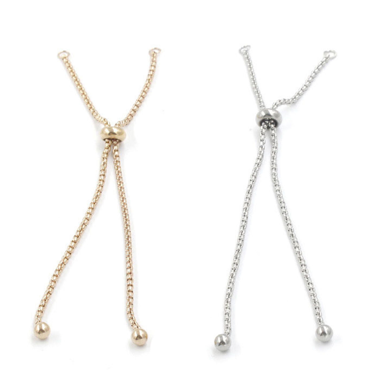 Picture of 304 Stainless Steel Slider/Slide Extender Chain For Jewelry Necklace Bracelet Silver Tone Round Adjustable 11cm(4 3/8") long, 1 Piece”