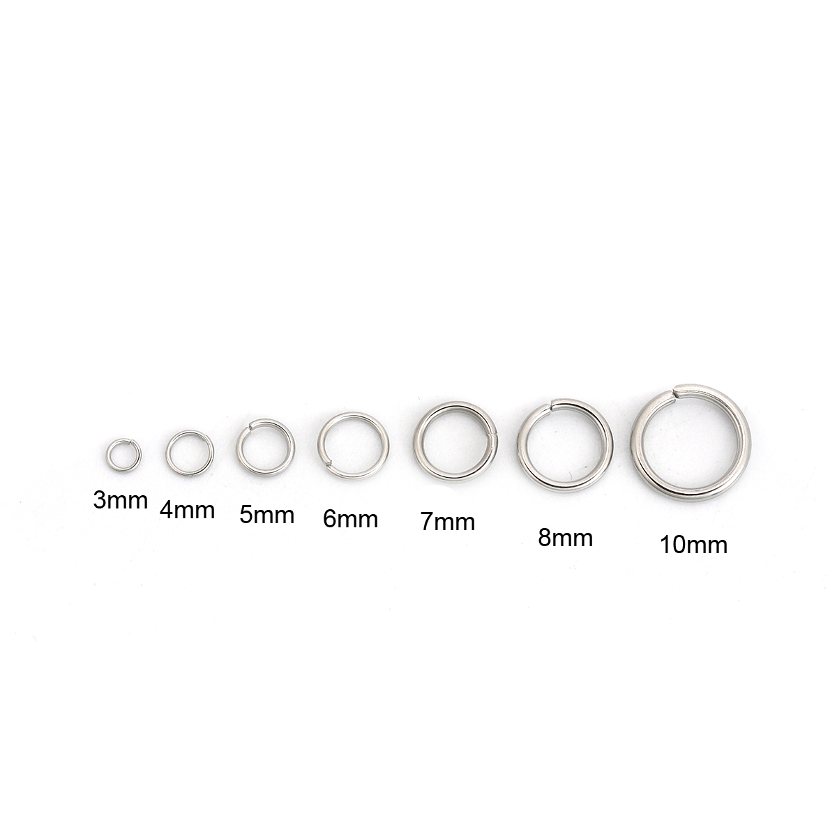 Изображение Нержавеющая Сталь Колечки Серебряный Тон Смешение 10мм - 3мм, 1 Коробка 770