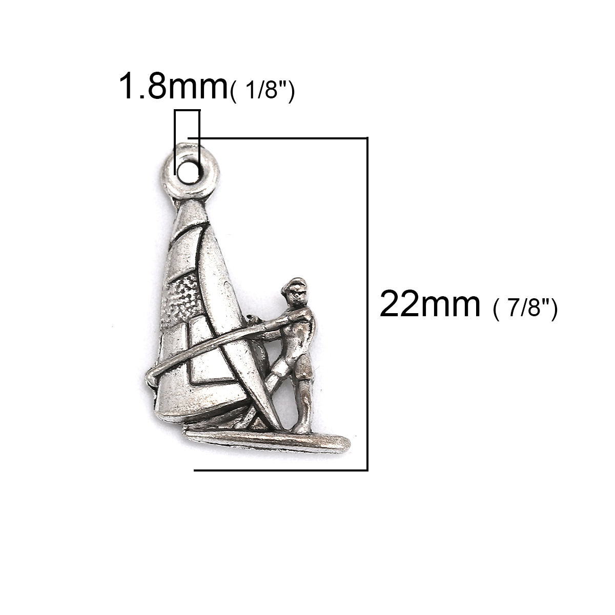 Picture of Zinc Based Alloy Sport Charms Sailing Boat Antique Silver Color 22mm x 15mm, 30 PCs