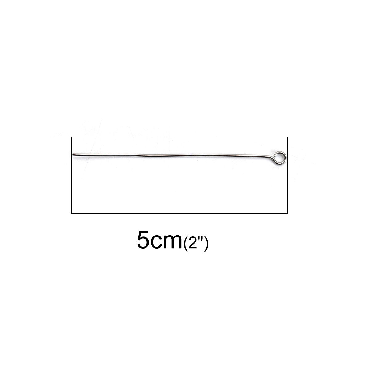 Bild von 304 Edelstahl Nietstifte Kettelstifte mit Öse Silberfarbe 5cm lang, 0.7mm (21 gauge), 100 Stück