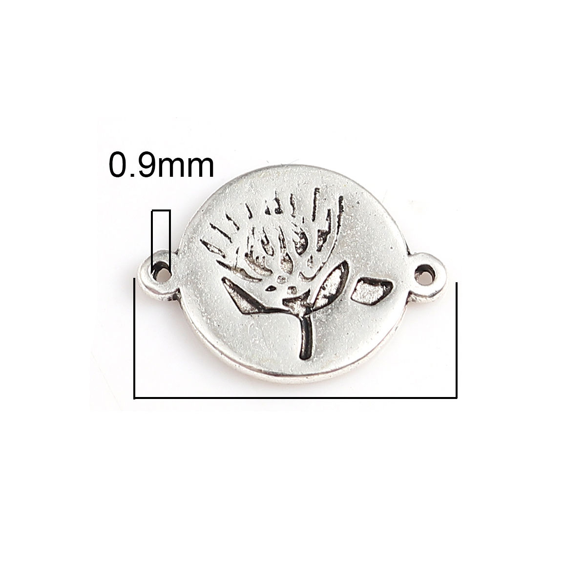 Imagen de Zamak Conectores Ronda Plata Antigua Flor 17mm x 13mm, 30 Unidades