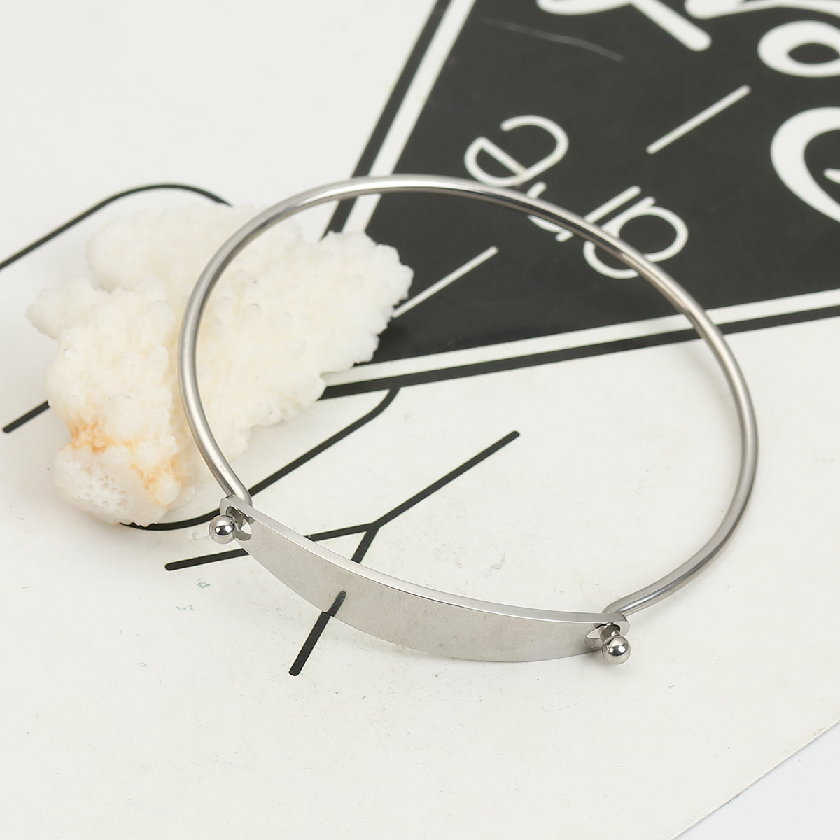 Bild von 304 Edelstahl Armband Silberfarbe Blätter 18.5cm lang, 1 Stück”