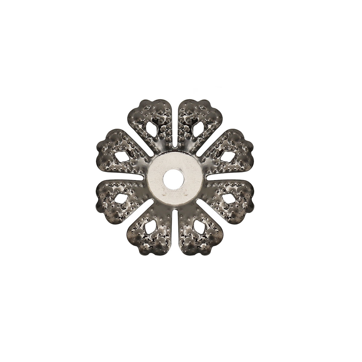 Bild von Eisenlegierung Perlkappen Blumen Metallgrau (für Perlengröße: 16mm D.) 20mm x 20mm, 30 Stück