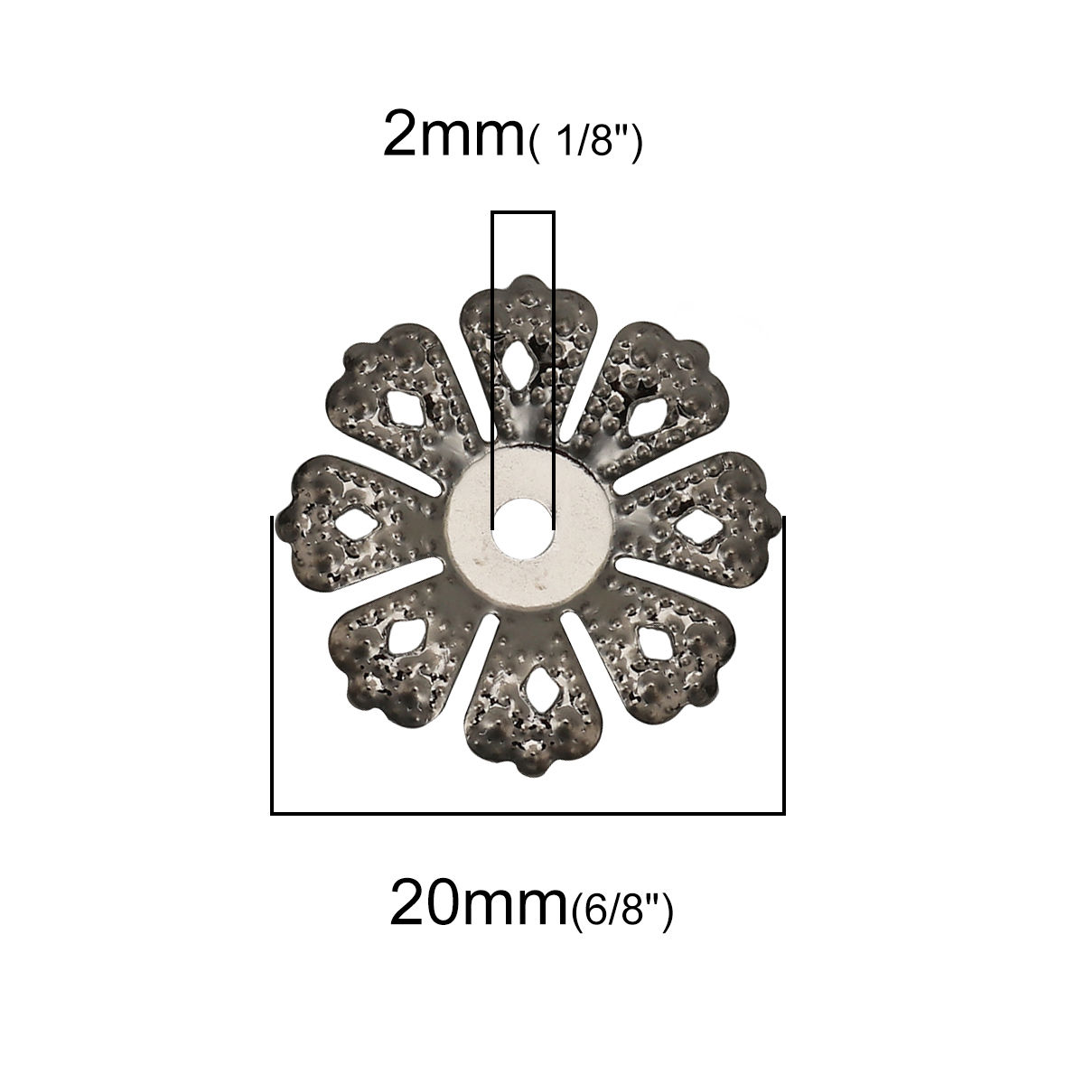 Bild von Eisenlegierung Perlkappen Blumen Metallgrau (für Perlengröße: 16mm D.) 20mm x 20mm, 30 Stück