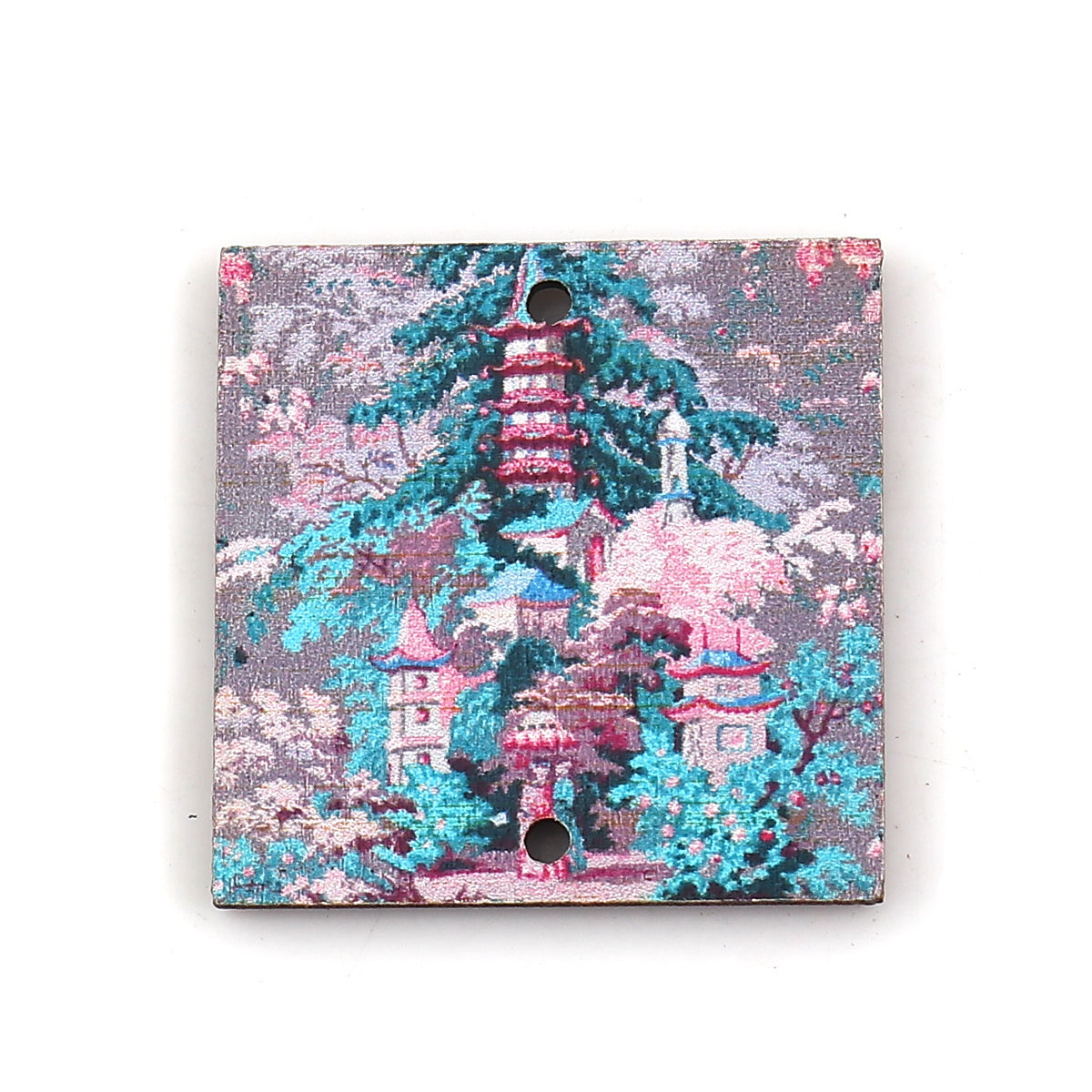 Picture of Natural Wood Connectors Square Multicolor Tree 29mm x 29mm, 20 PCs