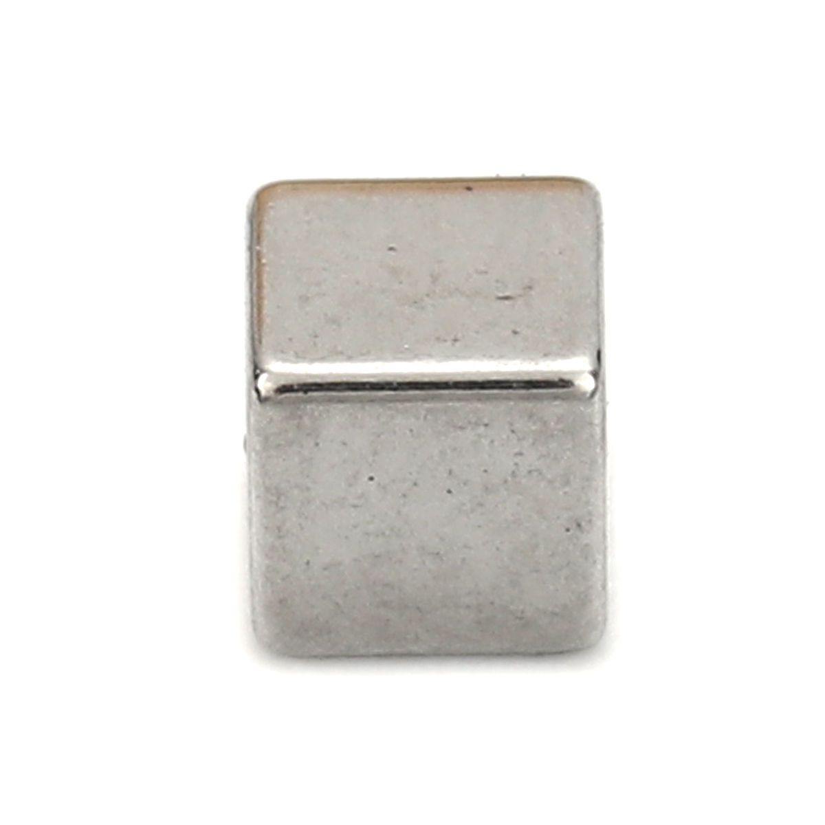 Bild von Edelstahl Leere Stempeletiketten Perlen für die DIY-Schmuckherstellung Würfel Silberfarbe Rollen polieren 4mm x 4mm, Ohne Loch Dia., Loch: Ca. 10, Stück