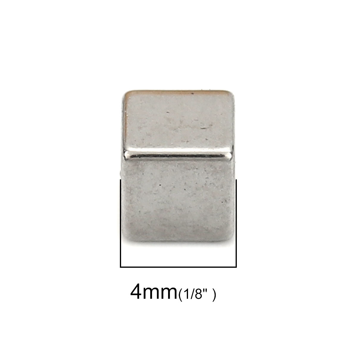 Bild von Edelstahl Leere Stempeletiketten Perlen für die DIY-Schmuckherstellung Würfel Silberfarbe Rollen polieren 4mm x 4mm, Ohne Loch Dia., Loch: Ca. 10, Stück