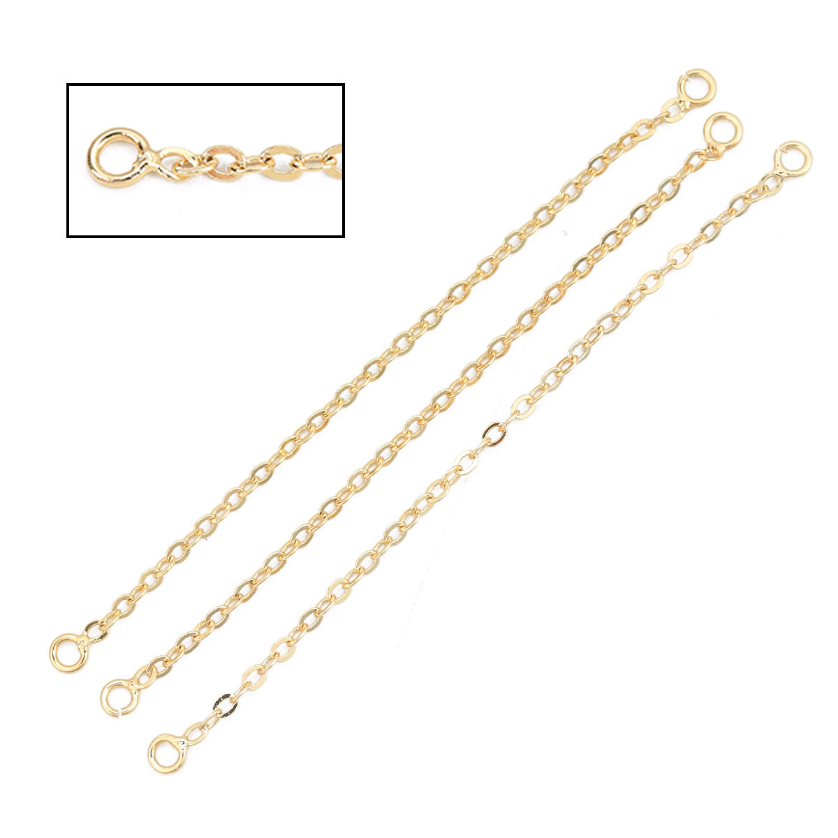 Picture of Brass Extender Chain For Jewelry Necklace Bracelet Real Gold Plated 6.5cm(2 4/8") long, 2 PCs