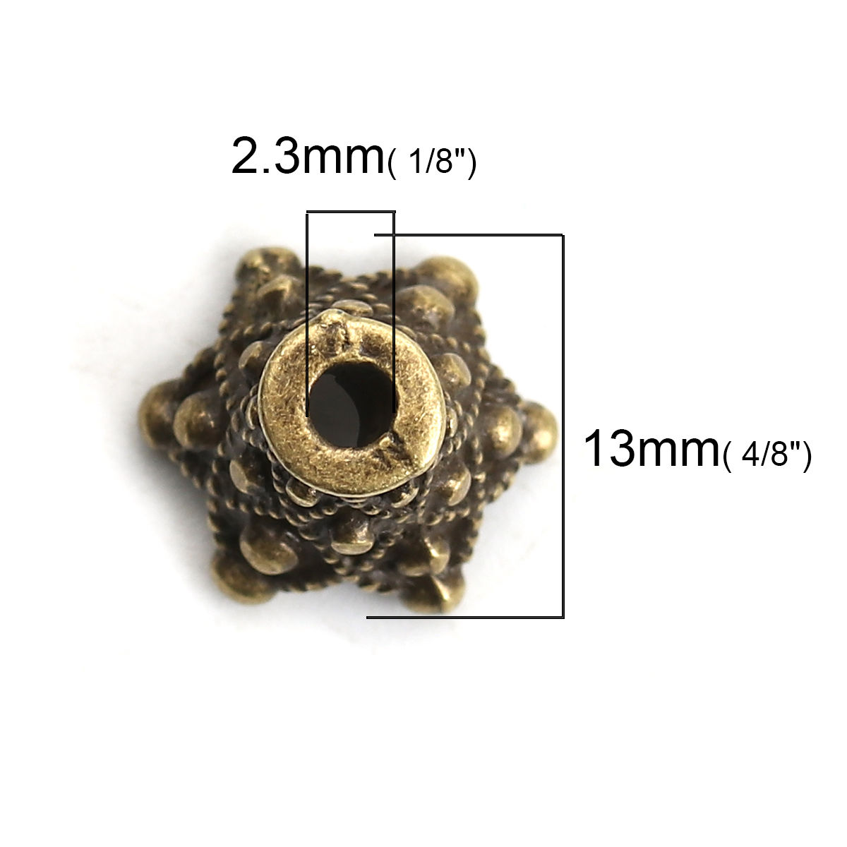 Imagen de Zamak Tapón de cuentas Flor Tono Bronce (Apta la Cuenta: 10mm Dia.) 13mm x 13mm, 20 Unidades