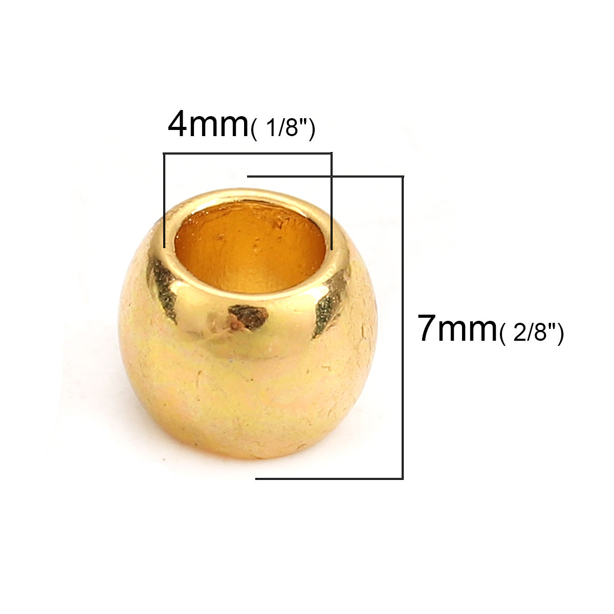 Imagen de Zamak Cuentas Ronda Chapado en Oro 7mm x 6mm, Agujero: Aprox 4mm, 100 Unidades