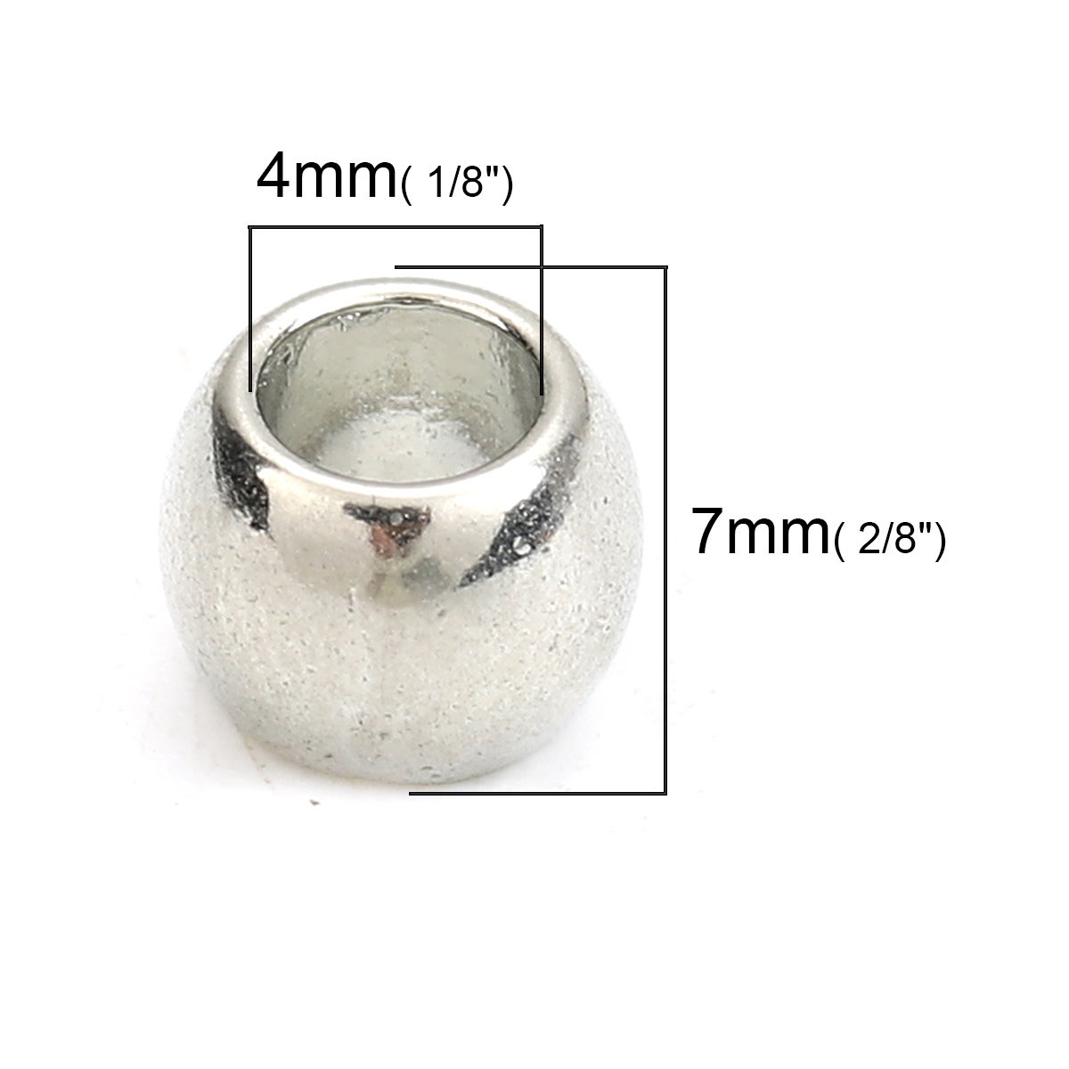 Picture of Zinc Based Alloy Spacer Beads Round Silver Tone 7mm x 6mm, Hole: Approx 4mm, 100 PCs