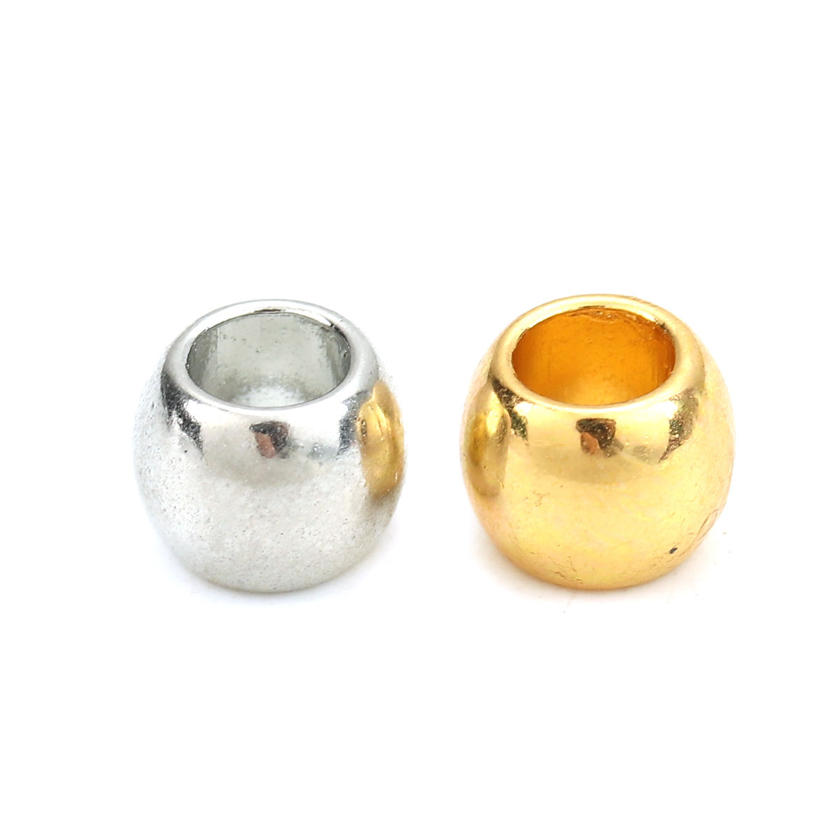 Picture of Zinc Based Alloy Spacer Beads Round Silver Tone 7mm x 6mm, Hole: Approx 4mm, 100 PCs