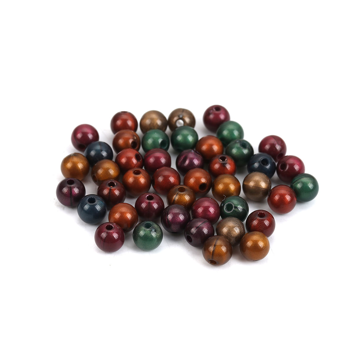 Picture of Acrylic Beads Round At Random Mixed Imitation Tiger's Eyes About 8mm Dia, Hole: Approx 1.8mm, 300 PCs