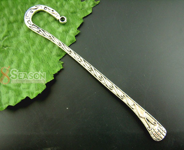 Picture of Zinc Based Alloy Bookmark Twist Antique Silver Color With Loop Carved Pattern 12.4cm, 6 PCs