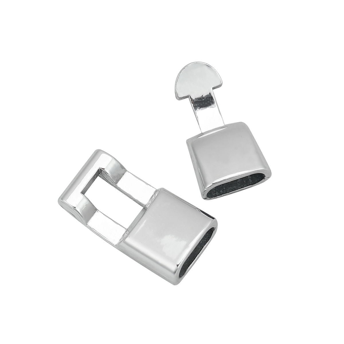 Imagen de Cierres de Gancho Hierro de Rectángulo , Tono de Plata 36mm x 12mm, 5 Juegos