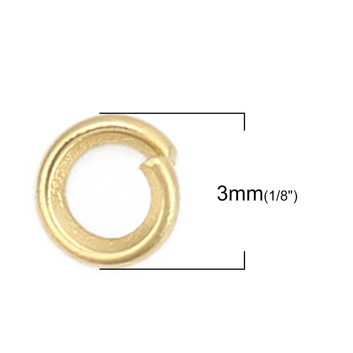 Picture of 200 PCs 3mm Dia., 0.6mm(23 gauge) 304 Stainless Steel Open Jump Rings Findings For Jewelry Making Gold Plated Round