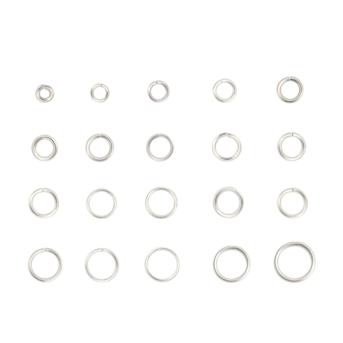 Picture of 50 PCs 14mm Dia., 2mm(12 gauge) 304 Stainless Steel Open Jump Rings Findings For Jewelry Making Silver Tone Round