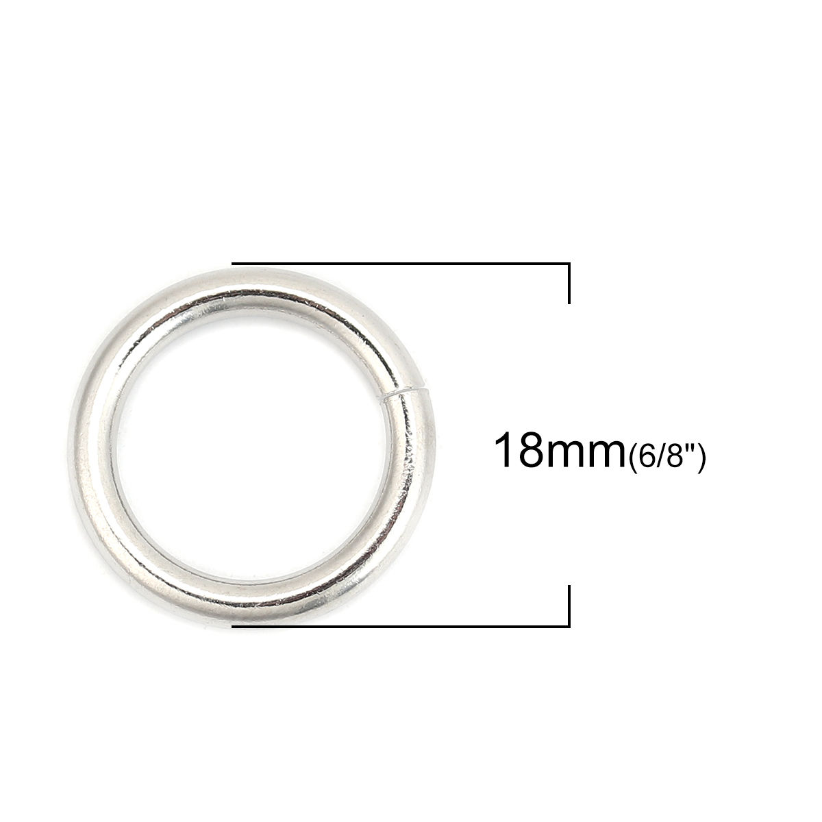 Picture of 20 PCs 18mm Dia., 2.5mm 304 Stainless Steel Open Jump Rings Findings For Jewelry Making Silver Tone Round