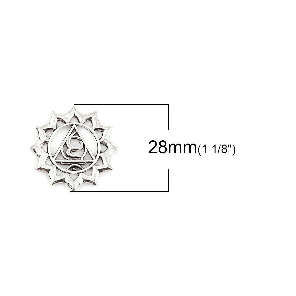 Picture of Zinc Based Alloy Yoga Healing Charms Antique Silver Color Vishuddha/ Vishuddhi 28mm(1 1/8") x 28mm(1 1/8"), 10 PCs