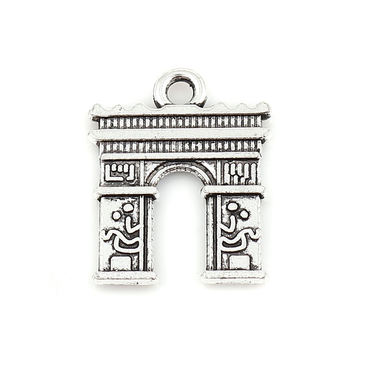 Picture of Zinc Based Alloy Charms Triumphal arch Antique Silver Color 18mm( 6/8") x 14mm( 4/8"), 30 PCs