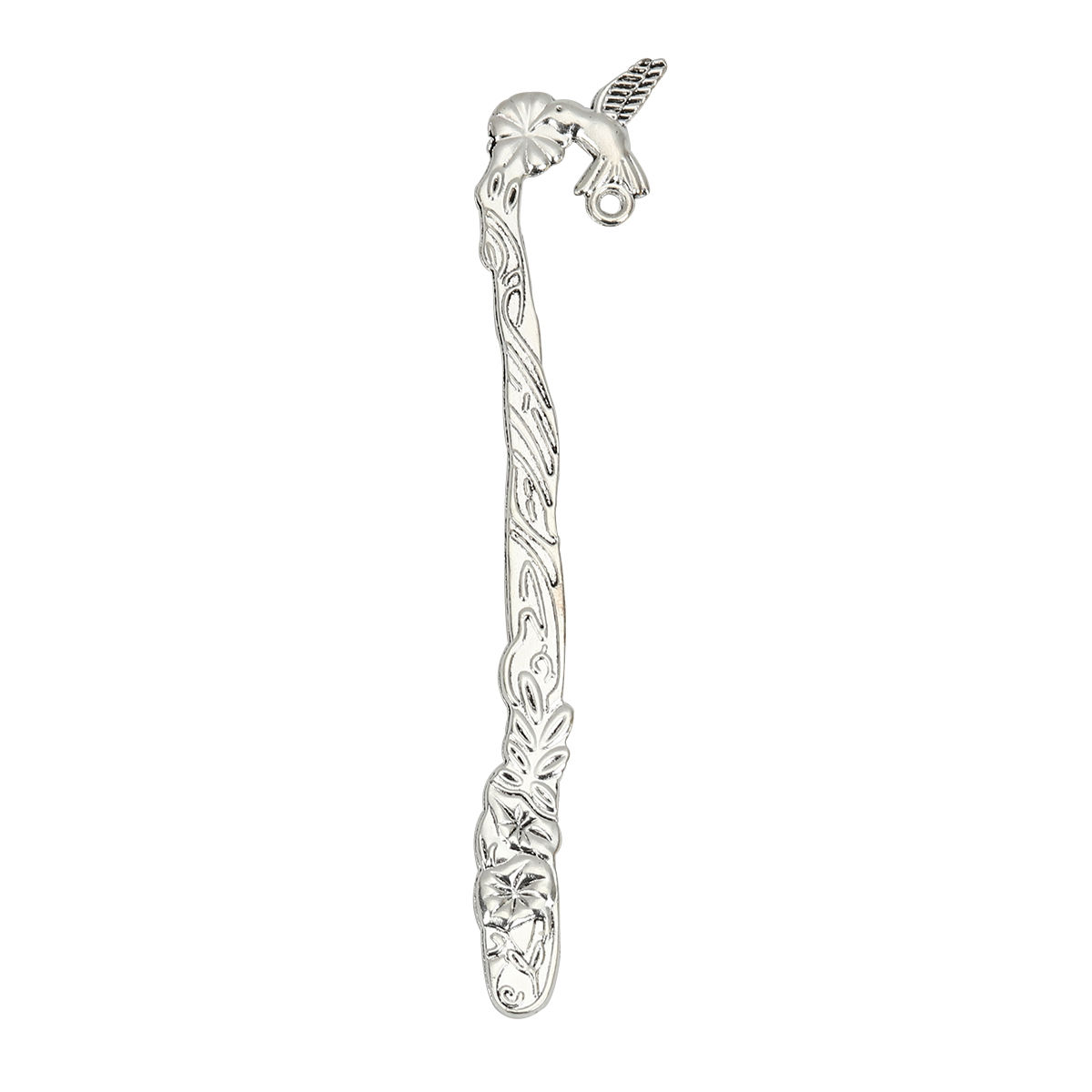 Imagen de Zamak Marcadores de libro Flor Plata Antigua W/ Lazo Pájaro 12.3cm x 2.5cm, 5 Unidades