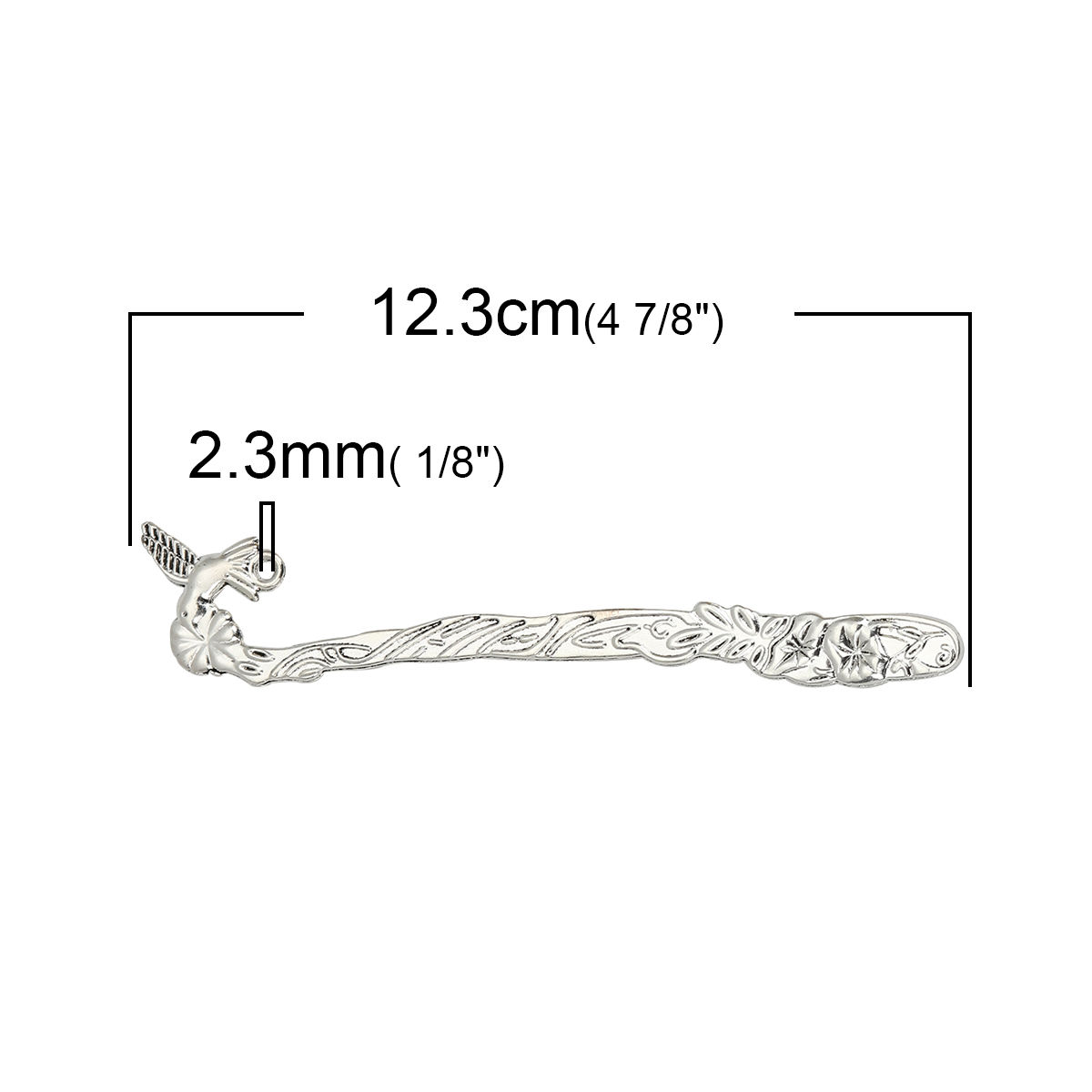 Imagen de Zamak Marcadores de libro Flor Plata Antigua W/ Lazo Pájaro 12.3cm x 2.5cm, 5 Unidades