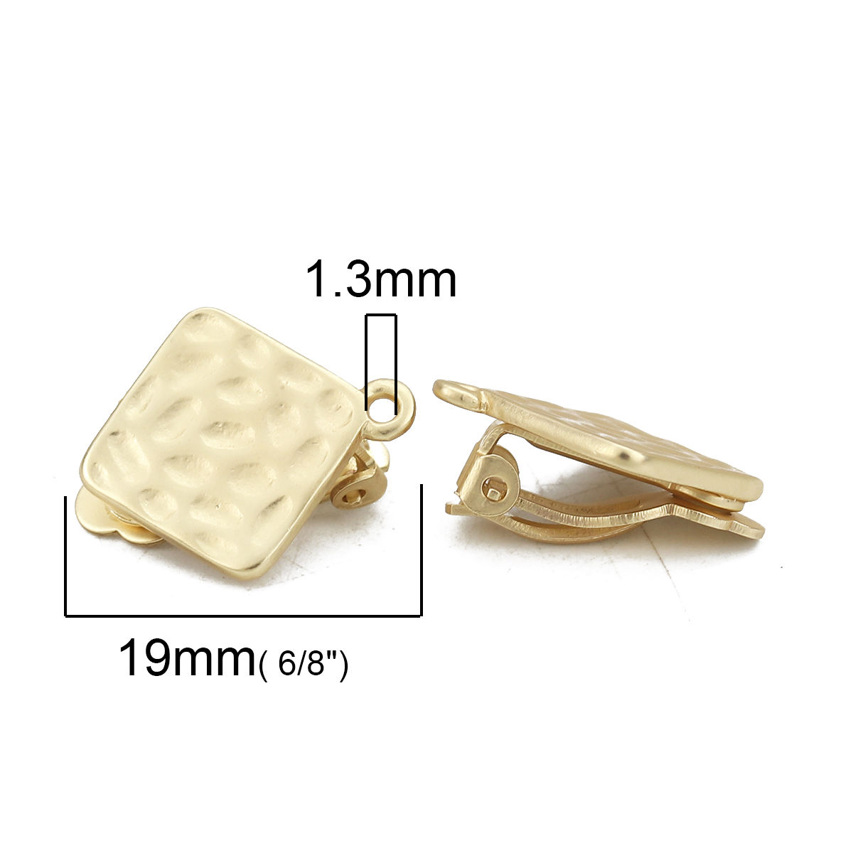 Bild von Zinklegierung Ohrklemme Raute Matt Gold M/Öse 19mm x 17mm, 4 Stück