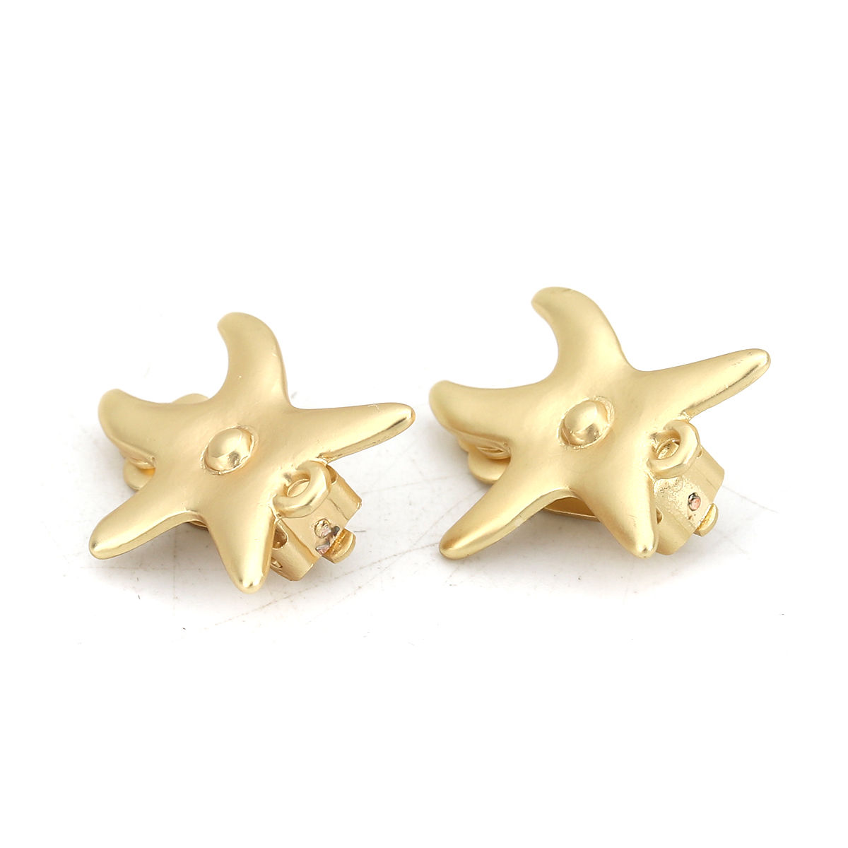 Bild von Zinklegierung Ohrklemme Seesterne Matt Gold M/Öse 22mm x 19mm, 4 Stück