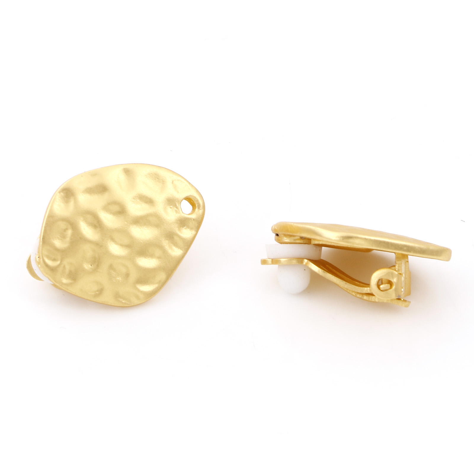 Picture of Zinc Based Alloy Ear Clips Earrings Findings Irregular Matt Gold W/ Loop 19mm x 15mm, 4 PCs