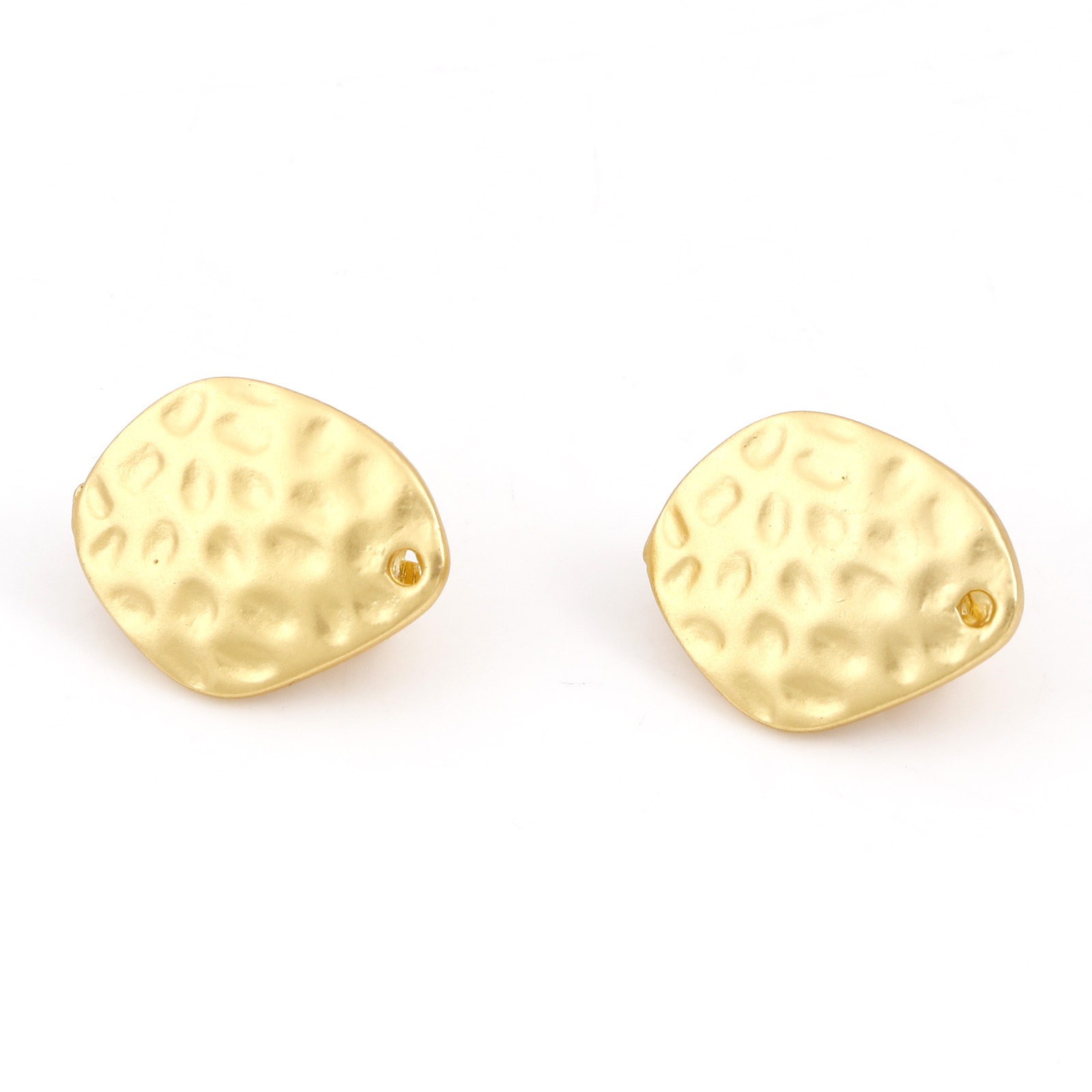 Picture of Zinc Based Alloy Ear Clips Earrings Findings Irregular Matt Gold W/ Loop 19mm x 15mm, 4 PCs
