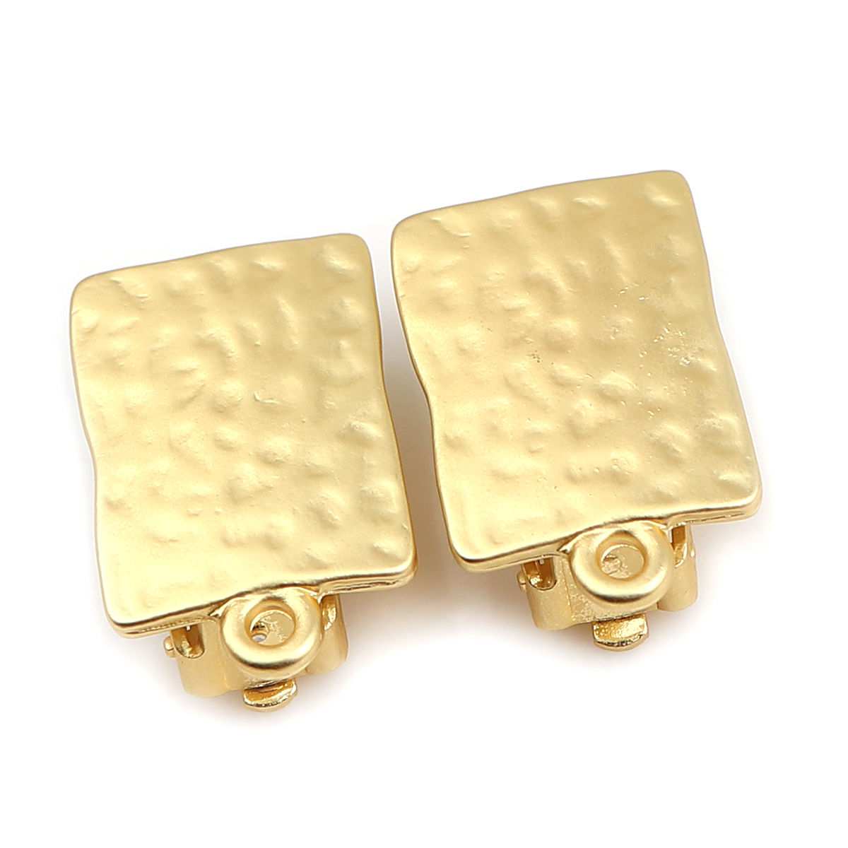 Bild von Zinklegierung Ohrklemme Rechteck Matt Gold M/Öse 19mm x 12mm, 4 Stück