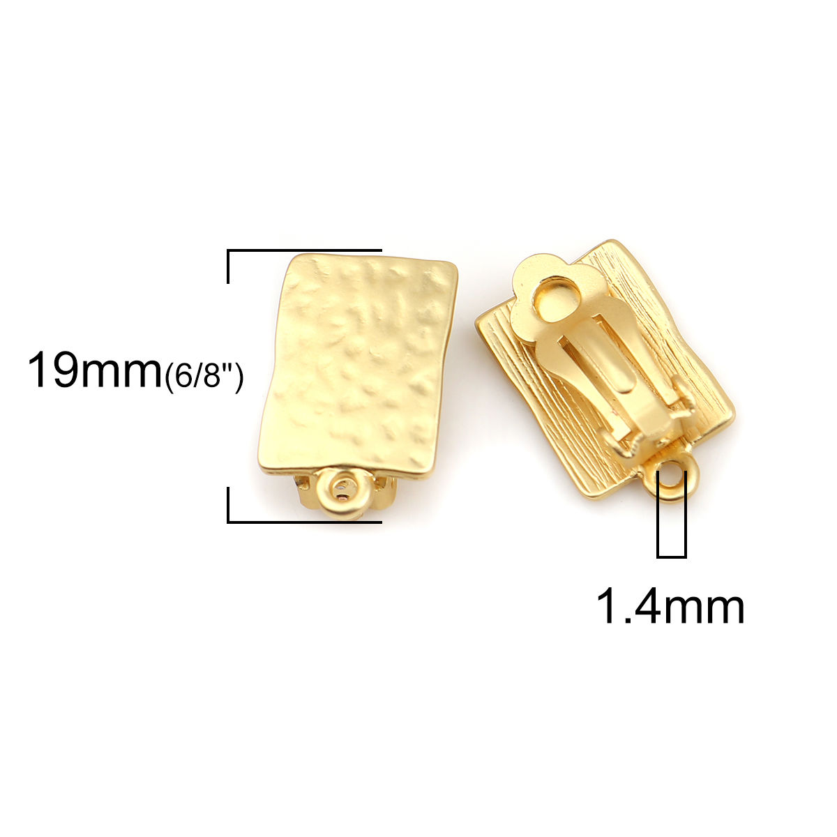 Bild von Zinklegierung Ohrklemme Rechteck Matt Gold M/Öse 19mm x 12mm, 4 Stück
