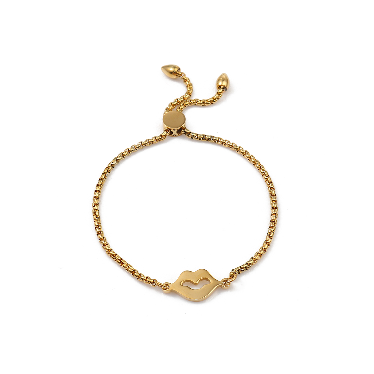 Изображение 304 Нержавеющая Сталь Регулируемая Боло Слайдер / Слайд-браслет Позолоченный Губа 26.3см - 25.3см Длина, 50 ШТ