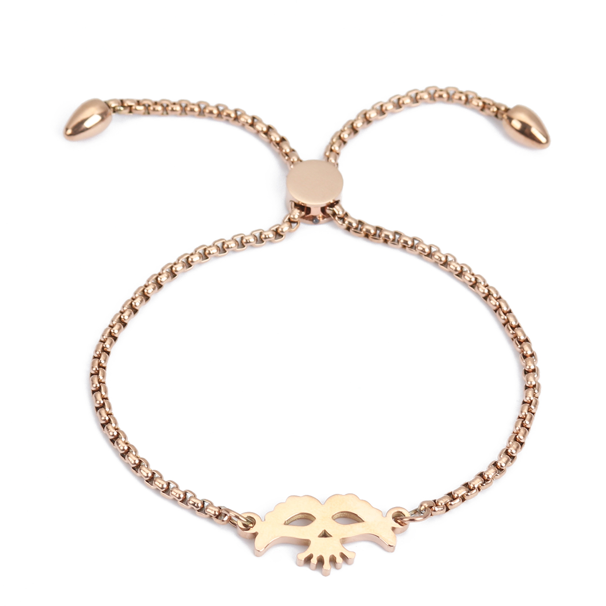 Изображение 304 Нержавеющая Сталь Регулируемая Боло Слайдер / Слайд-браслет Розово-золотой Маска 26.3см - 25.3см Длина, 50 ШТ