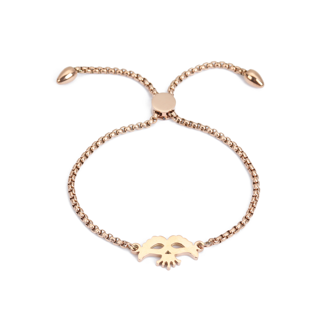 Изображение 304 Нержавеющая Сталь Регулируемая Боло Слайдер / Слайд-браслет Розово-золотой Маска 26.3см - 25.3см Длина, 50 ШТ