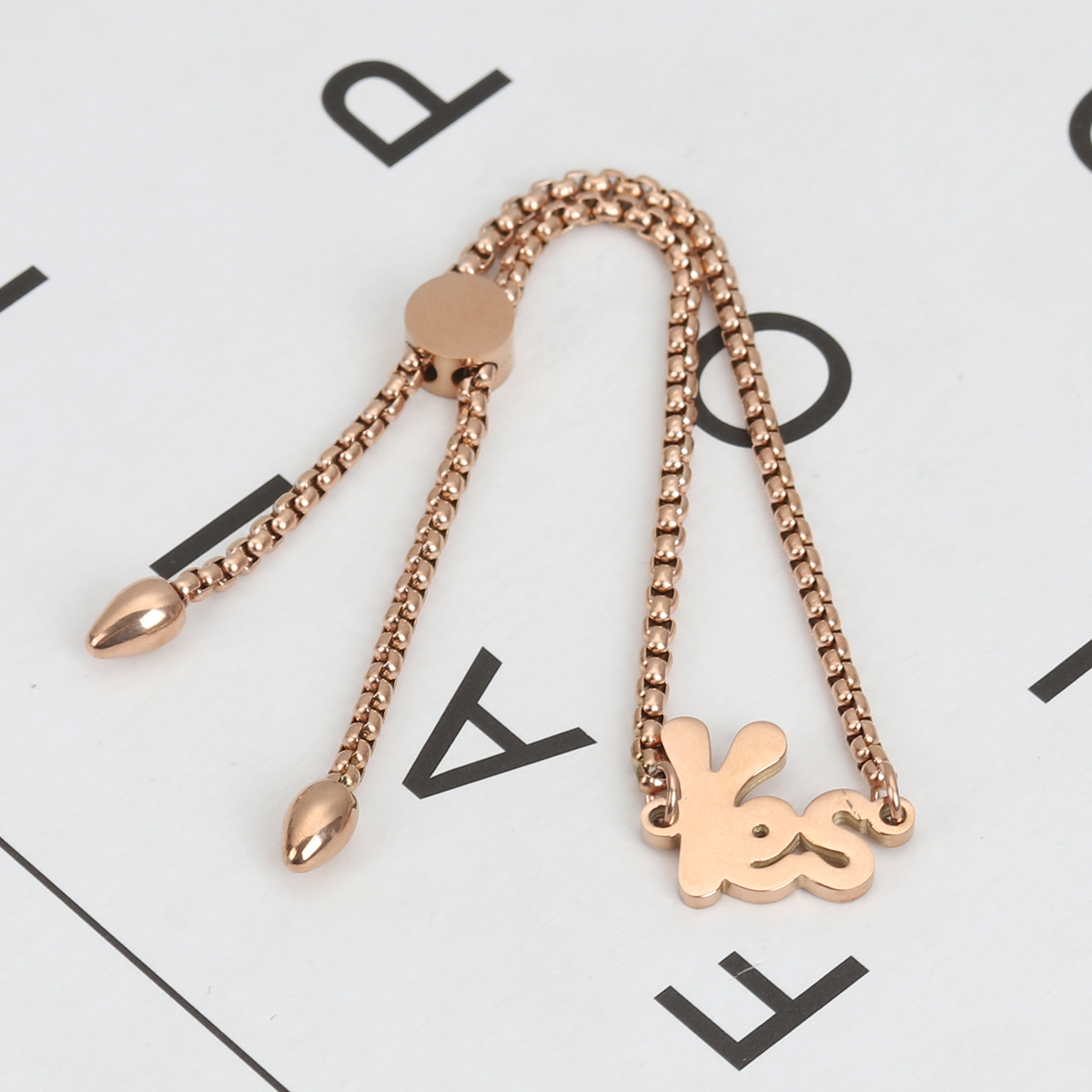 Picture of 304 Stainless Steel Adjustable Slider/ Slide Bolo Bracelets Rose Gold Message " Yes " 26.3cm(10 3/8") - 25.3cm(10") long, 50 PCs