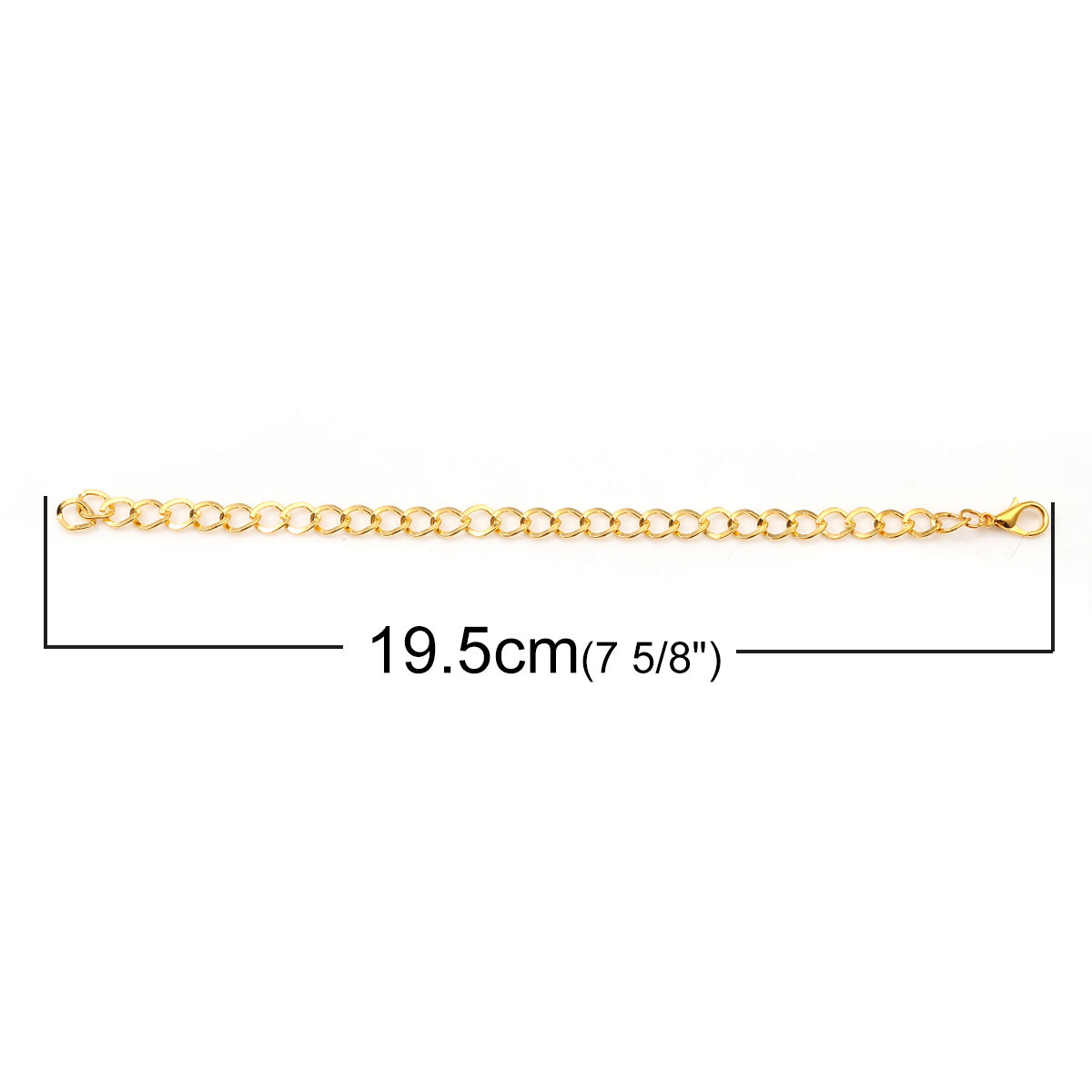 Picture of Iron Based Alloy Link Curb Chain Lobster Clasp Bracelets Gold Plated 19.5cm(7 5/8") long, 1 Set ( 12 PCs/Set)