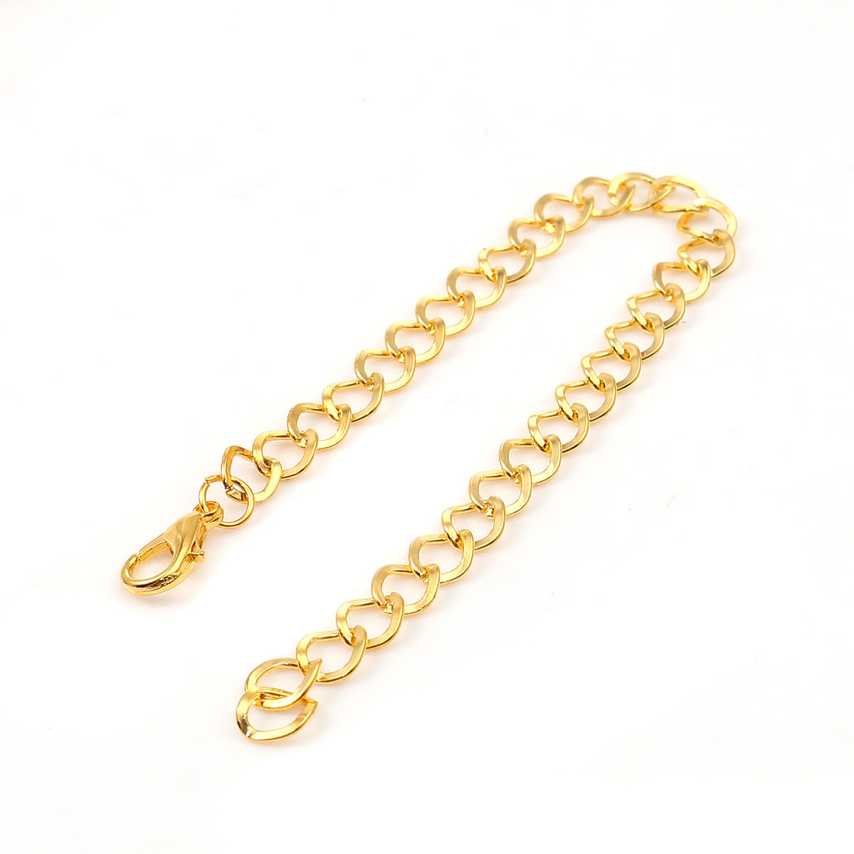 Picture of Iron Based Alloy Link Curb Chain Lobster Clasp Bracelets Gold Plated 19.5cm(7 5/8") long, 1 Set ( 12 PCs/Set)