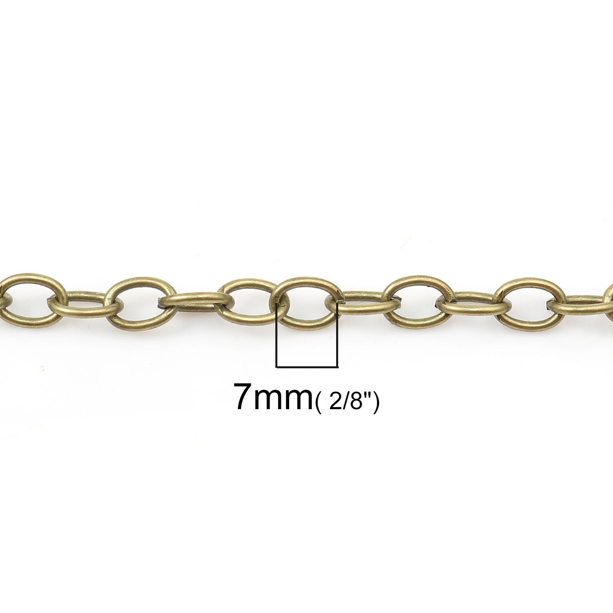 Imagen de Hierro Abierto Cable Cadena Cruz Accesorios Tono Bronce Óvalo 7x5mm, 10 M