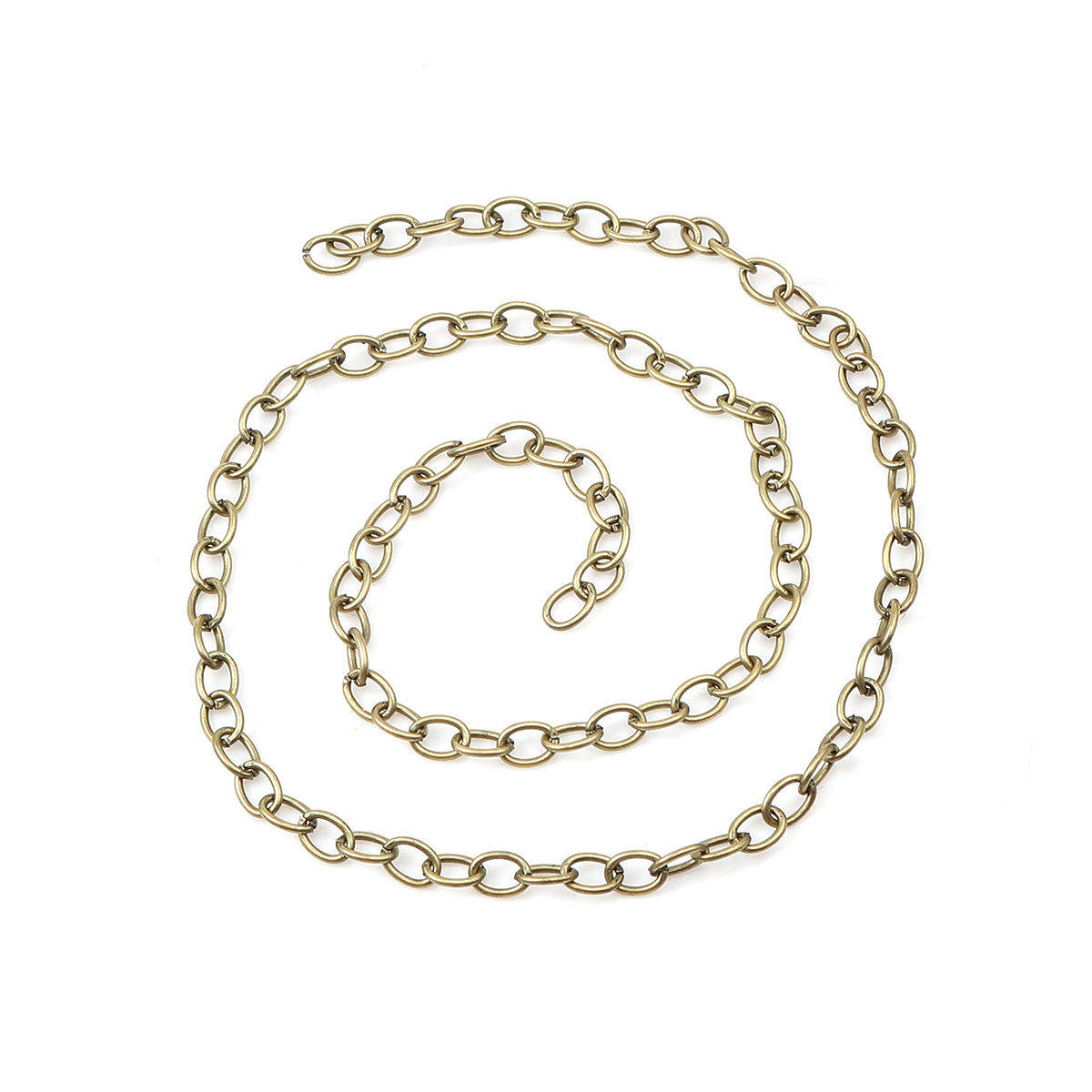 Imagen de Hierro Abierto Cable Cadena Cruz Accesorios Tono Bronce Óvalo 7x5mm, 10 M
