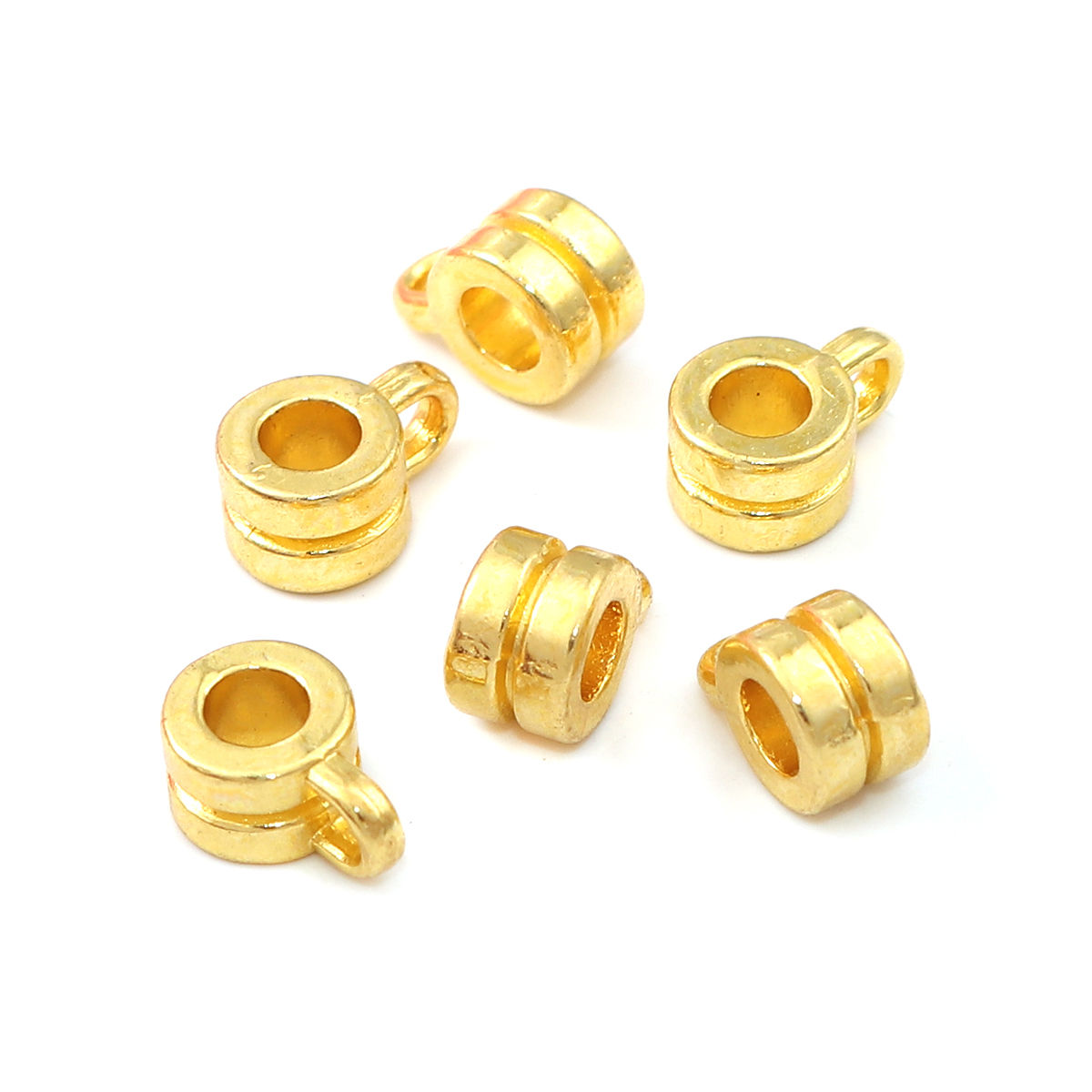 Picture of Zinc Based Alloy Bail Beads Cylinder Gold Plated 9mm x 6mm, 100 PCs