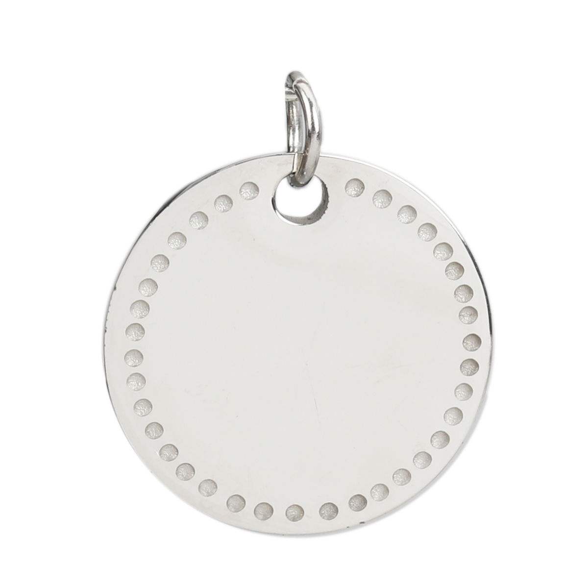 Picture of Stainless Steel Blank Stamping Tags Charms Round Disc Silver Tone Double-sided Polishing 24mm x 20mm, 2 PCs