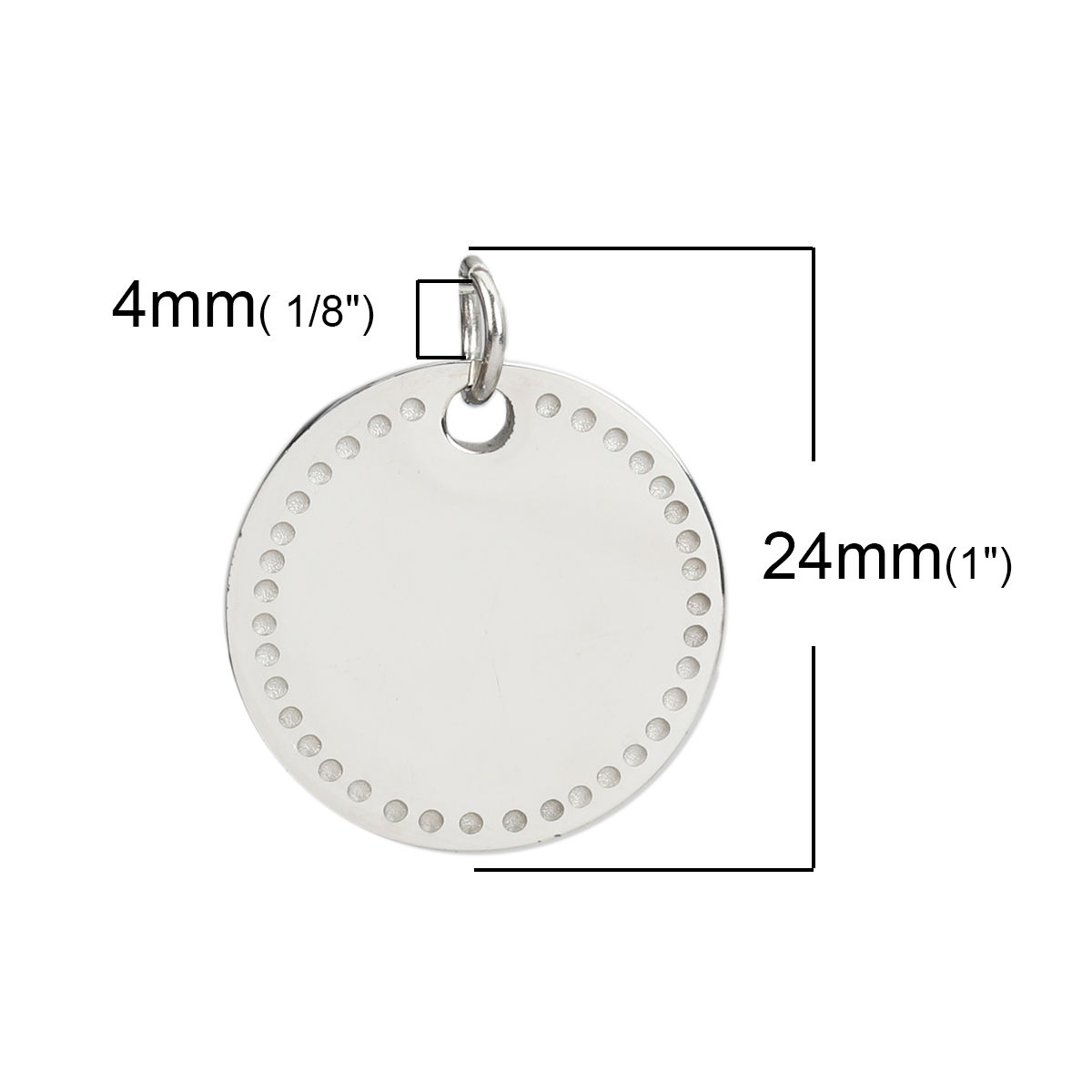 Picture of Stainless Steel Blank Stamping Tags Charms Round Disc Silver Tone Double-sided Polishing 24mm x 20mm, 2 PCs