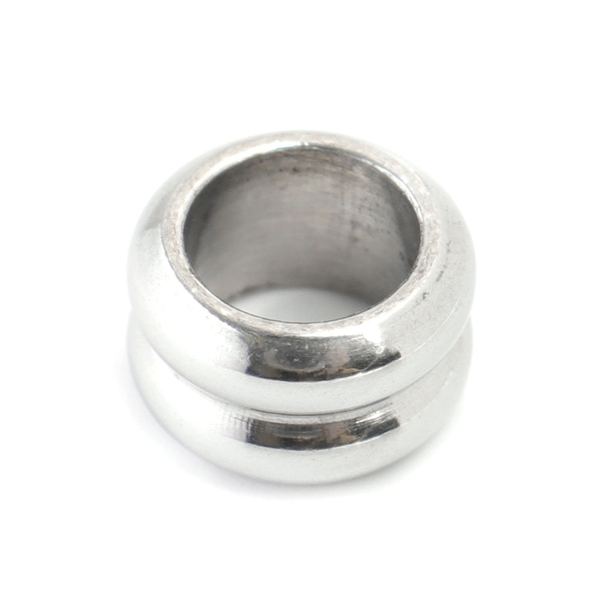 Picture of 304 Stainless Steel Casting Beads Round Silver Tone 10mm x 6mm, Hole: Approx 6.5mm, 1 Piece