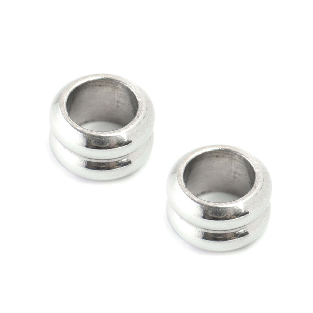 Picture of 304 Stainless Steel Casting Beads Round Silver Tone 10mm x 6mm, Hole: Approx 6.5mm, 1 Piece