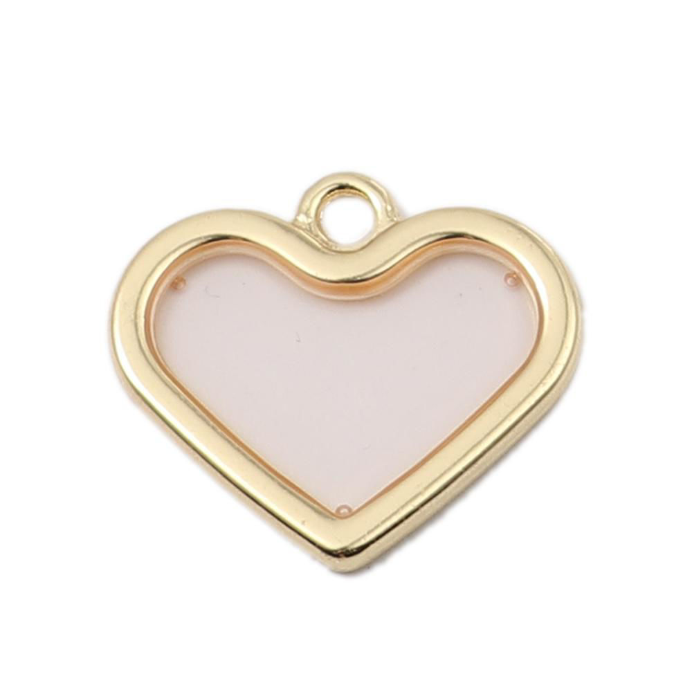 Picture of Zinc Based Alloy & Resin Charms Heart Gold Plated Deep Red Transparent 19mm x 17mm, 5 PCs