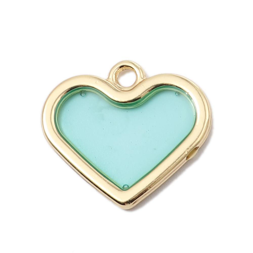 Picture of Zinc Based Alloy & Resin Charms Heart Gold Plated Deep Red Transparent 19mm x 17mm, 5 PCs
